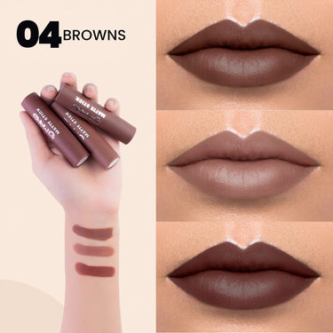 MARS Matte Box Set of 3 Lipsticks for Women (3x3.2 gm) (04-Brown) Matte Liquid Lip Color | Long Lasting | Non-Transfer & Waterproof Lipstick for Women (4.5 ml) (05-Chocolate Delight)